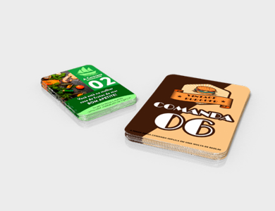 Comanda com Arte Variável em PVC 0,3mm Verniz Total Frente e Verso 13,6x21,1cm - 4x4 - 1 unid