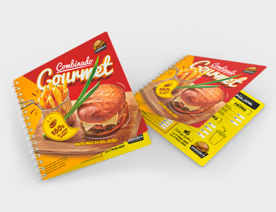 Cardápio Wire-o com 6 Páginas em PVC 0,76mm Cristal Frente e Verso 14,4x14,4cm - 4x4 - 5 unid